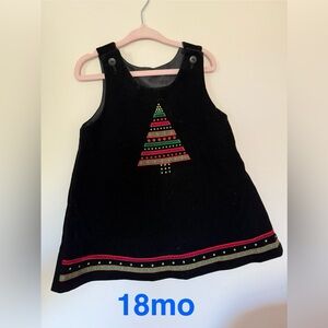 Beautiful Black Velvet Toddler Girl Christmas Dress, 18mo